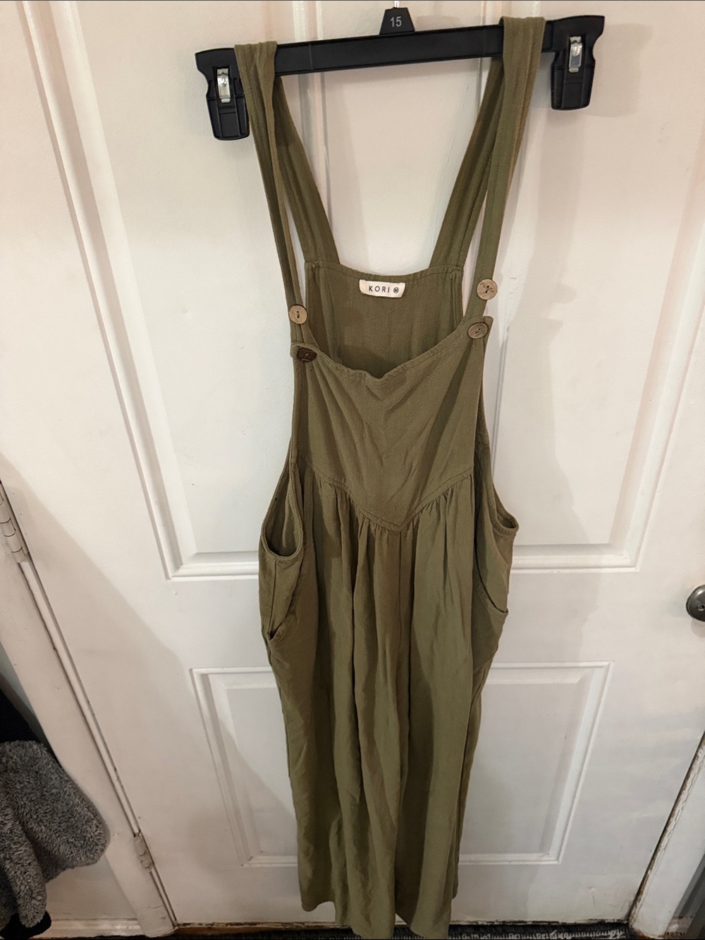 Kori Olive Green Pinafore Jumpsuit
